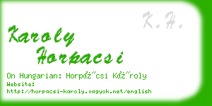 karoly horpacsi business card